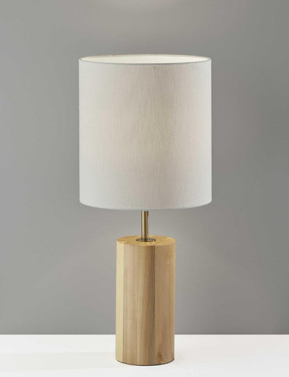 Black Wood Circular Block Table Lamp HomeRoots