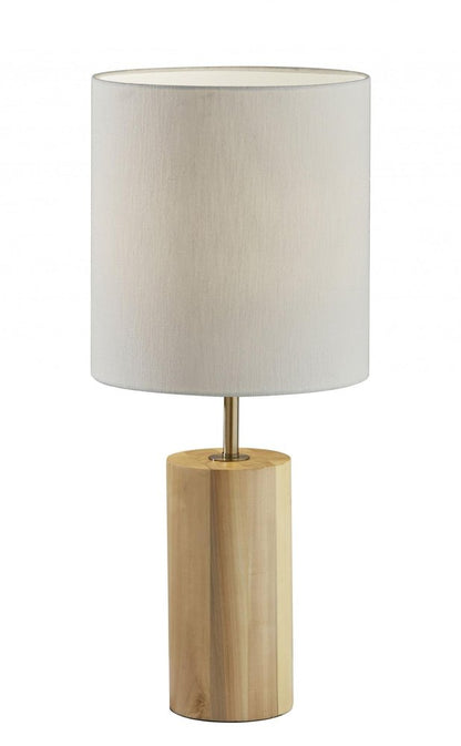 Black Wood Circular Block Table Lamp HomeRoots