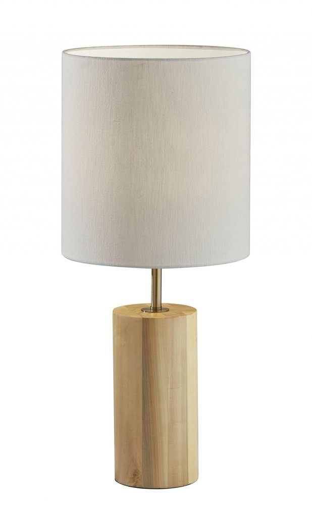 Black Wood Circular Block Table Lamp HomeRoots