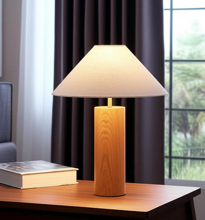 Canopy Walnut Wood Block Table Lamp