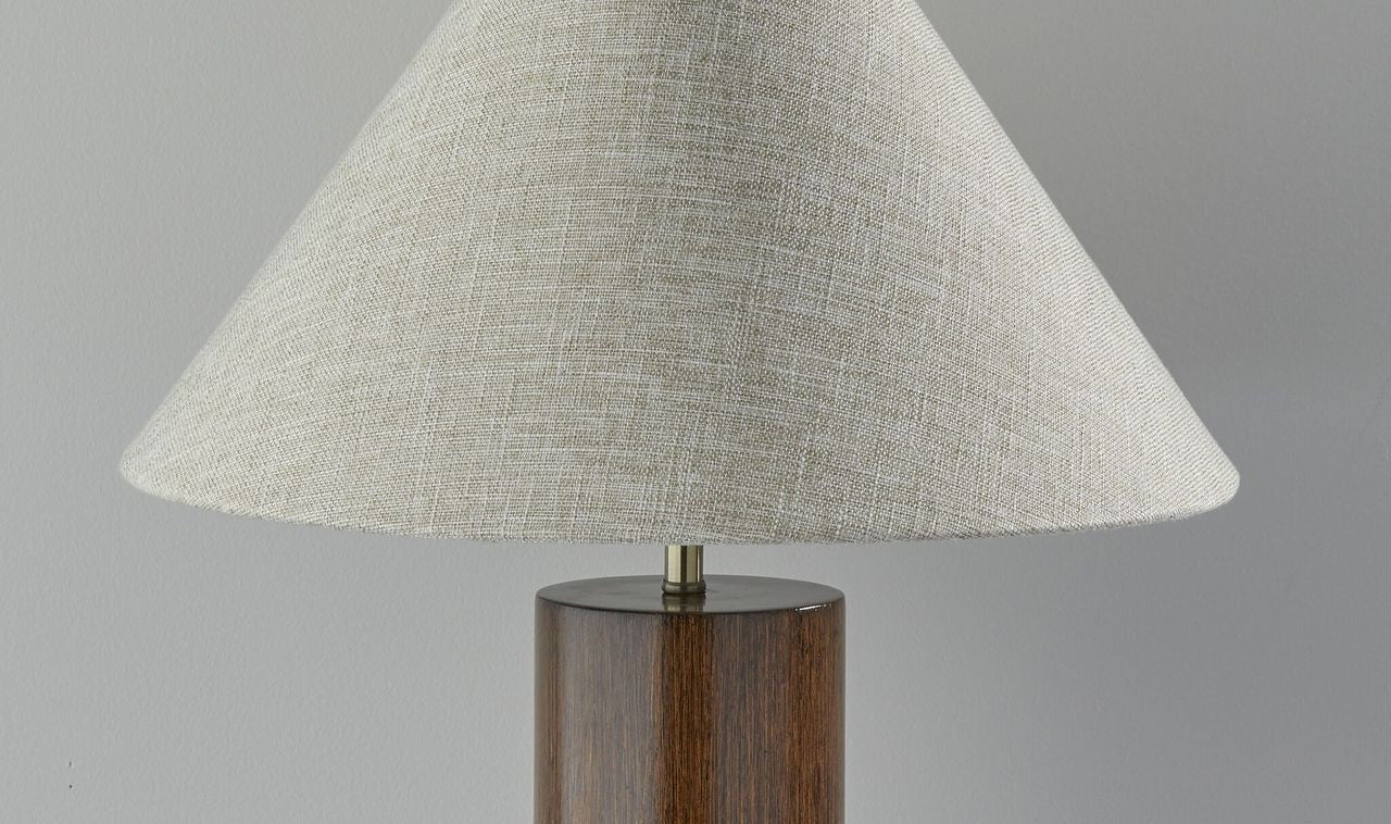 26" Natural Solid Wood Cylinder Table Lamp With White Cone Shade HomeRoots
