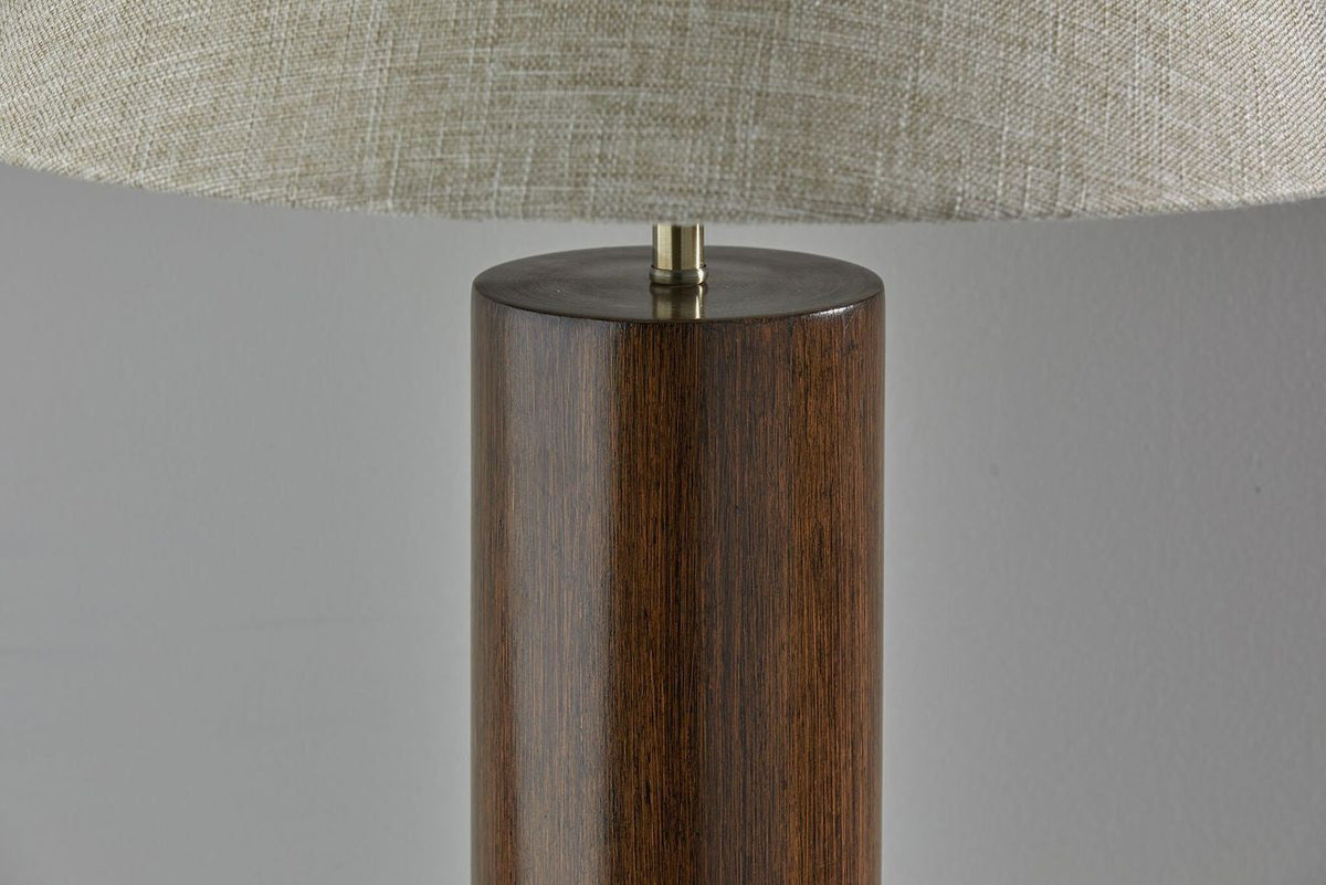 26" Natural Solid Wood Cylinder Table Lamp With White Cone Shade — view 14