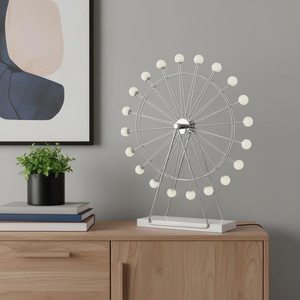 22" Off White Metal Multi Light Bedside LED Table Lamp With Off White Globe Shade HomeRoots