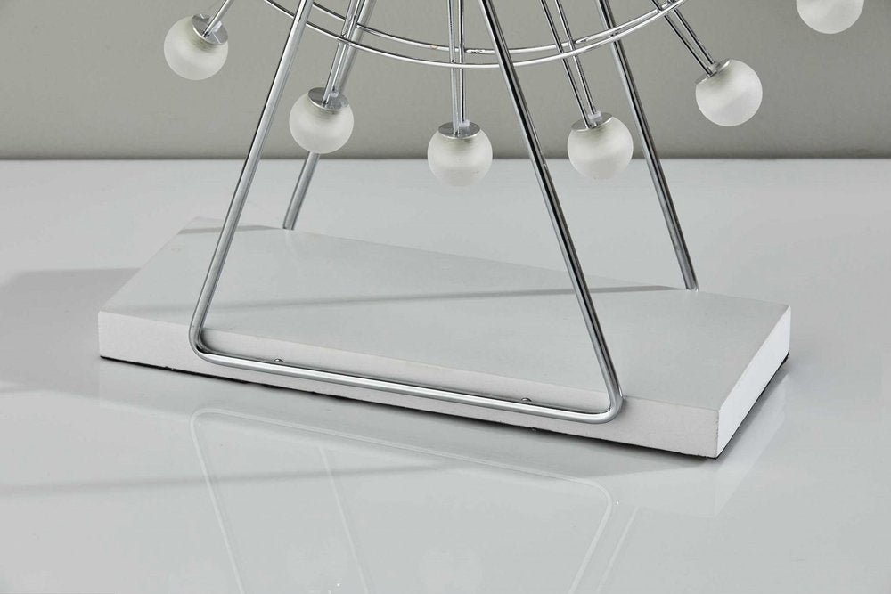 22" Off White Metal Multi Light Bedside LED Table Lamp With Off White Globe Shade HomeRoots