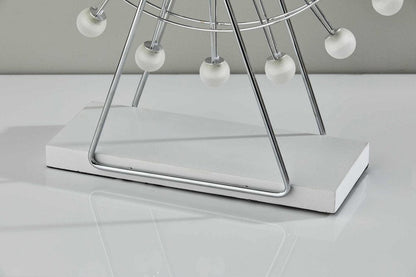 22" Off White Metal Multi Light Bedside LED Table Lamp With Off White Globe Shade HomeRoots