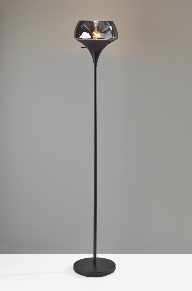 70" Black With Black Glass Shade HomeRoots
