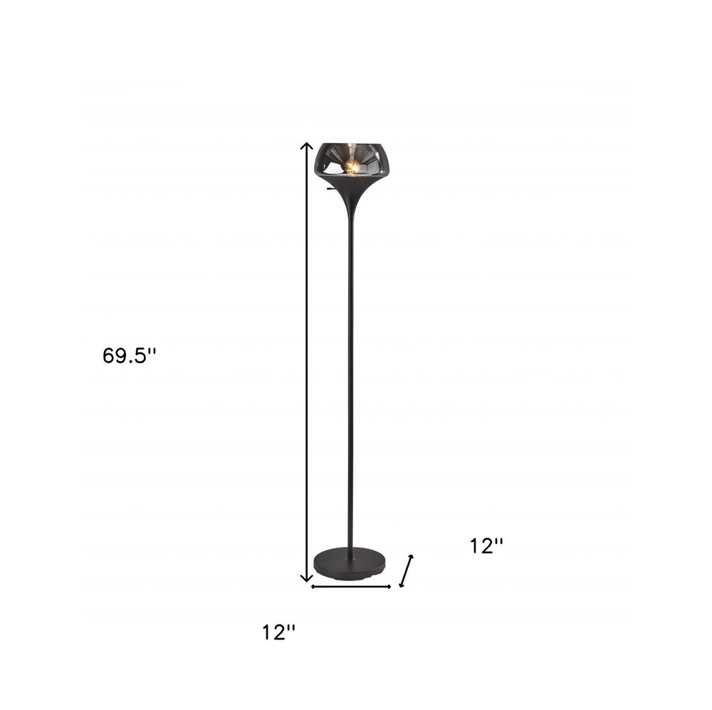 70" Black With Black Glass Shade HomeRoots