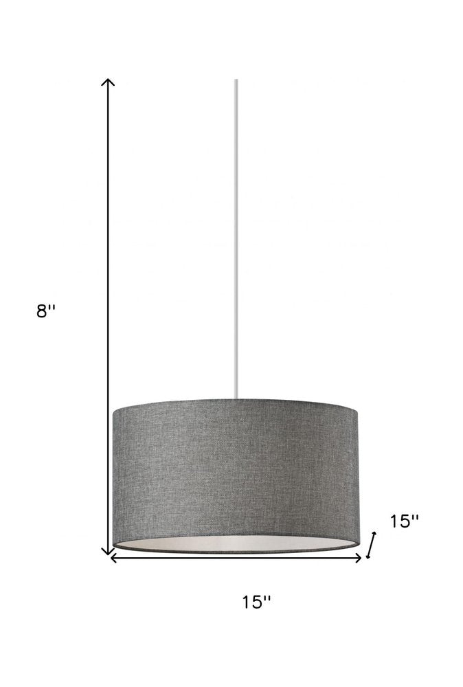 Burlap Fabric Light Brown Electric Drum Pendant Lamp — view 12