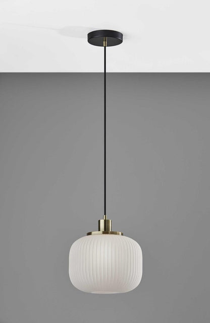 Striped Glass Glow Metal Pendant HomeRoots