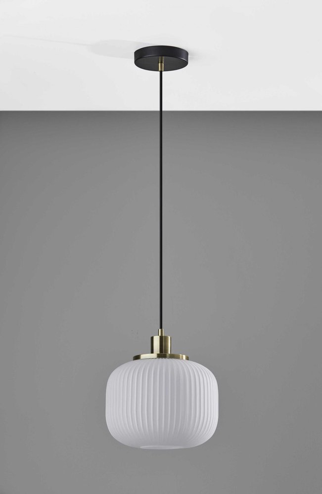 Striped Glass Glow Metal Pendant HomeRoots