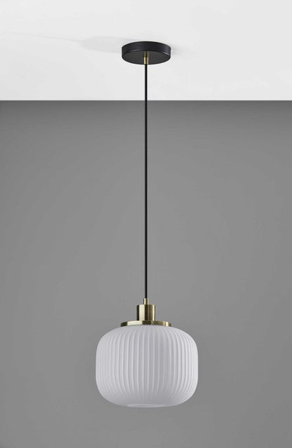 Striped Glass Glow Metal Pendant HomeRoots