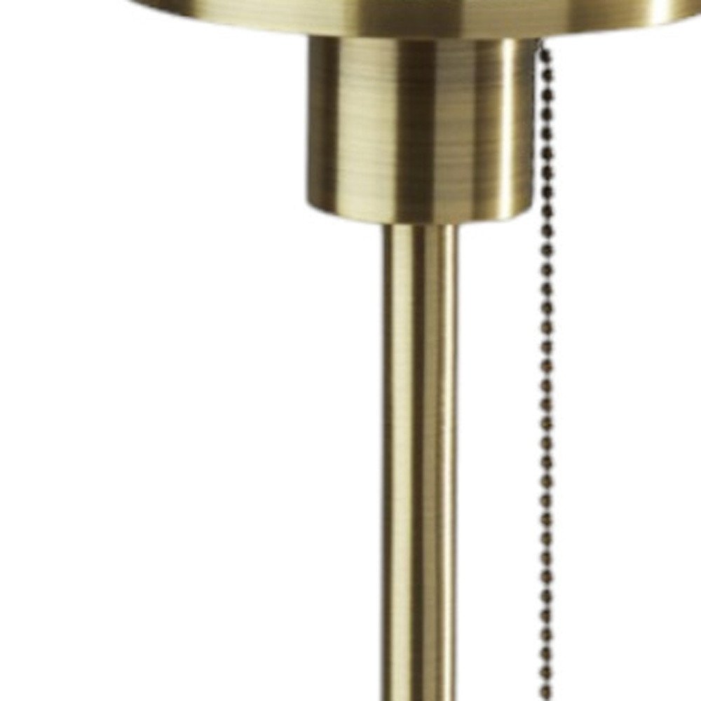 22" Antiqued Brass Table Lamp With White Ribbed Frosted Glass Dome Shade — view 9