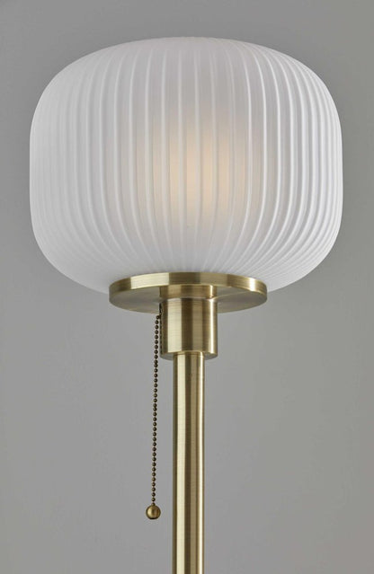 65" Brass Torchiere Floor Lamp With White Acrylic Globe Shade HomeRoots