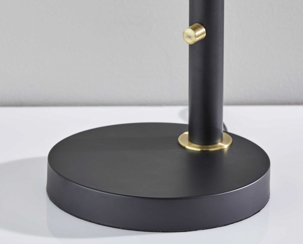 32" Black And Gold Metal Desk Lamp With Cinched Cone Shade — view 3