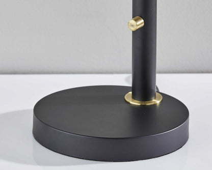 32" Black And Gold Metal Desk Lamp With Cinched Cone Shade