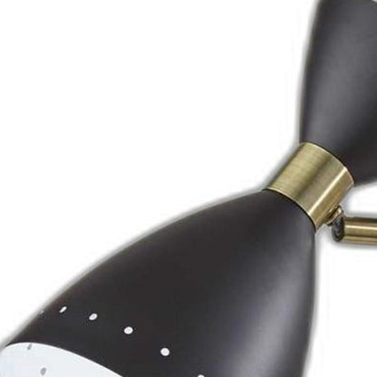 32" Black And Gold Metal Desk Lamp With Cinched Cone Shade