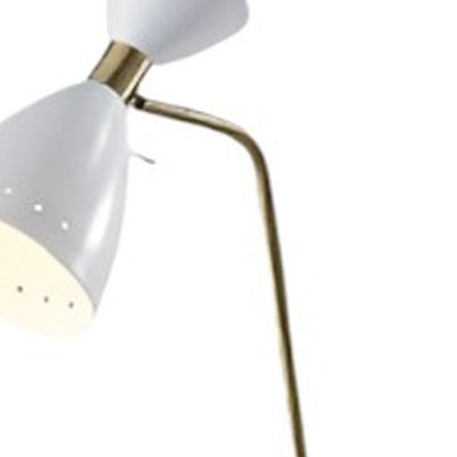 59" Gold And White Task Floor Lamp With White Metal Cone Shade HomeRoots