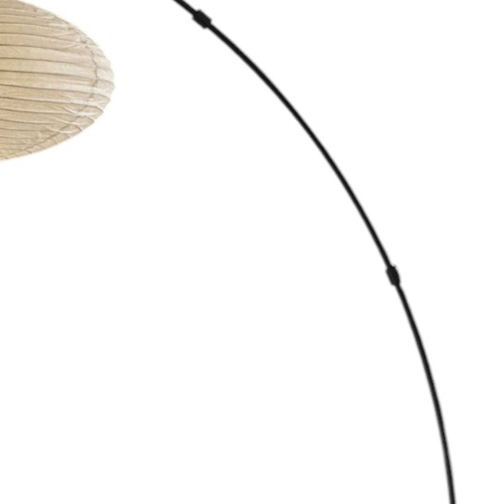 80" Beige And Black Arc Floor Lamp With Beige Paper Globe Shade — view 5
