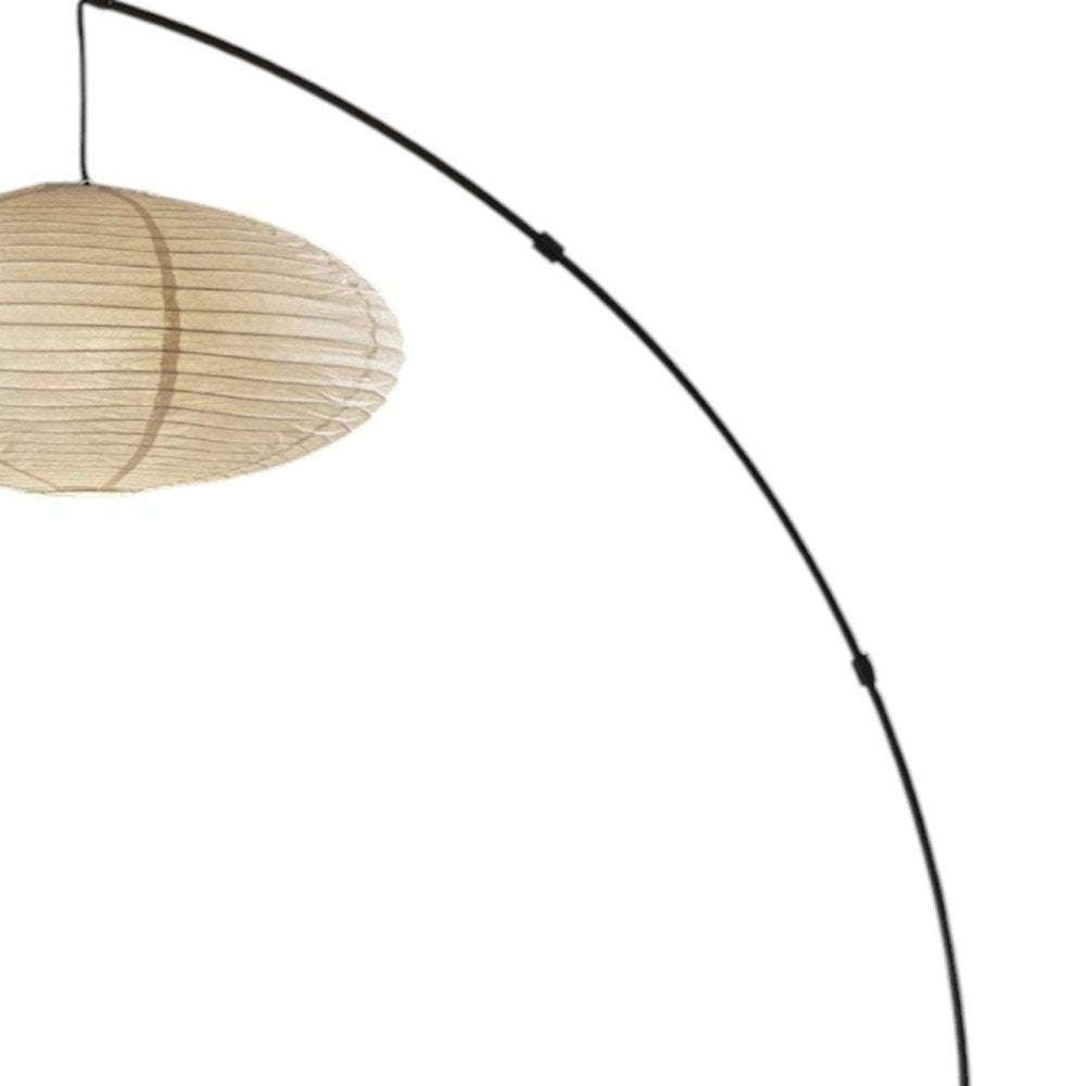 80" Beige And Black Arc Floor Lamp With Beige Paper Globe Shade HomeRoots