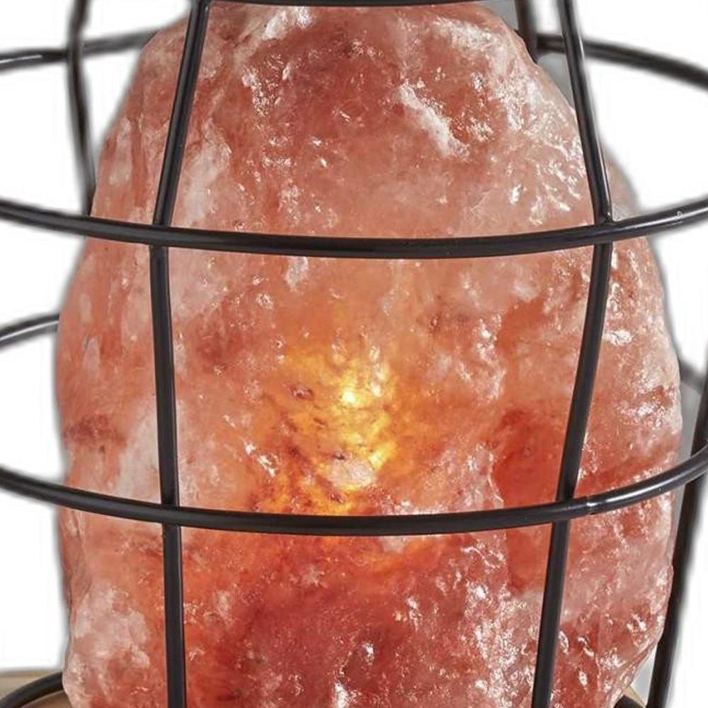 8" Himalayan Salt Accent Lamp With Black Cage Shade — view 5