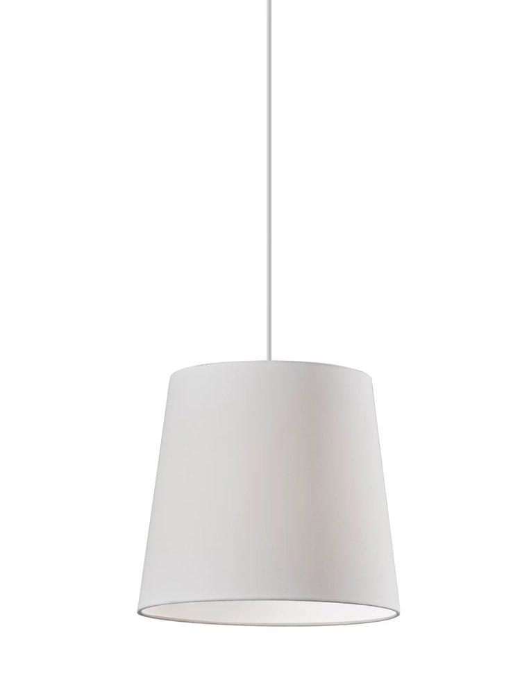 White Drum Textile Chandelier With White Shades — view 1
