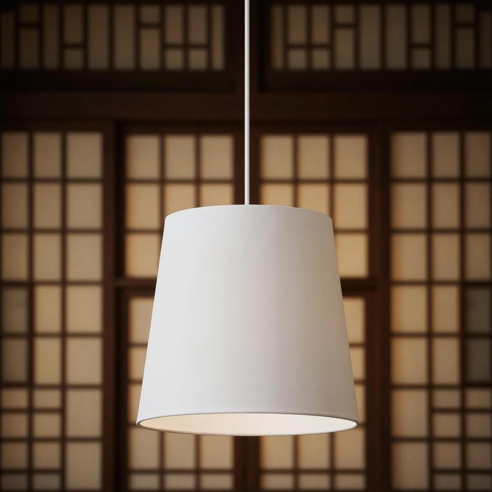 White Drum Textile Chandelier With White Shades — view 5