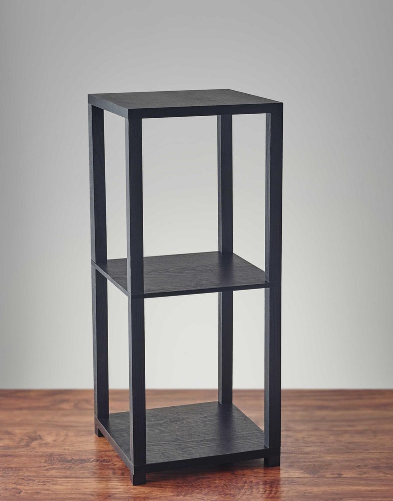 28" Black Square End Table With Two Shelves HomeRoots