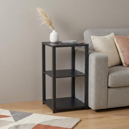 35" Black Solid Wood Square End Table With Two Shelves HomeRoots