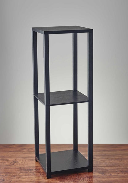 35" Black Solid Wood Square End Table With Two Shelves HomeRoots