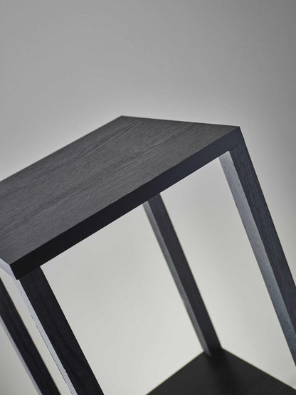 35" Black Solid Wood Square End Table With Two Shelves HomeRoots