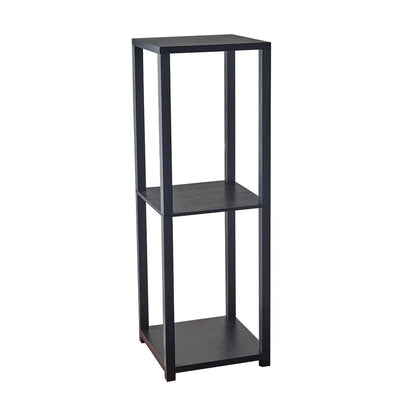 35" Black Solid Wood Square End Table With Two Shelves HomeRoots