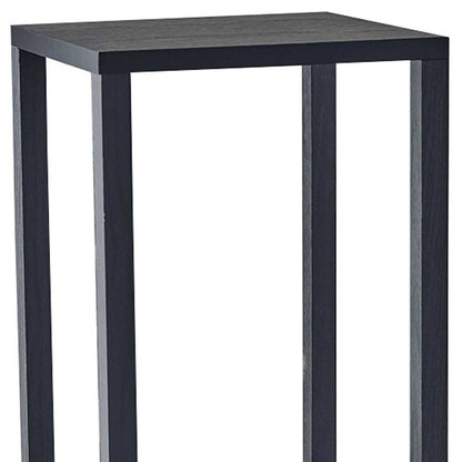 35" Black Solid Wood Square End Table With Two Shelves HomeRoots