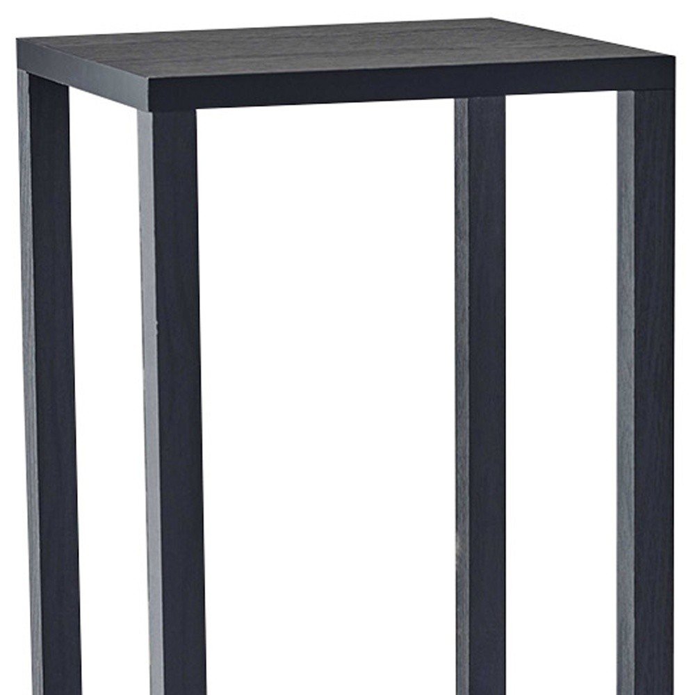 35" Black Solid Wood Square End Table With Two Shelves HomeRoots
