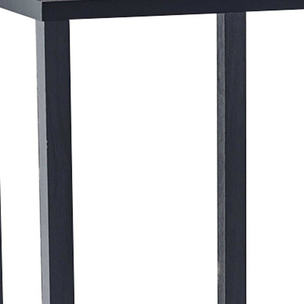 35" Black Solid Wood Square End Table With Two Shelves HomeRoots
