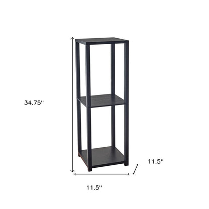 35" Black Solid Wood Square End Table With Two Shelves HomeRoots