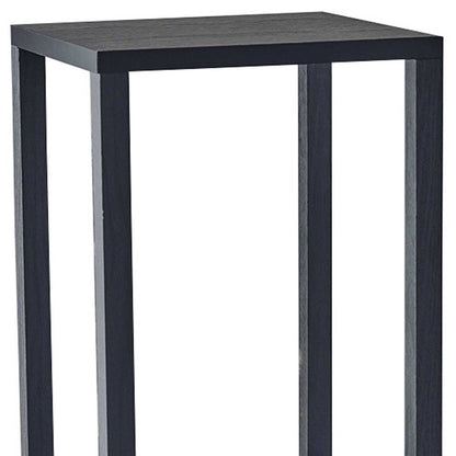 35" Black Solid Wood Square End Table With Two Shelves HomeRoots