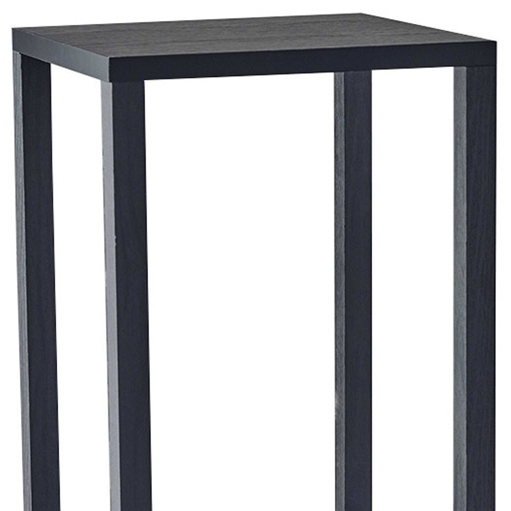 35" Black Solid Wood Square End Table With Two Shelves HomeRoots