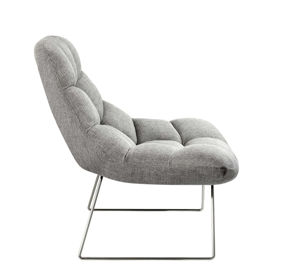 40" Gray and Silver Upholstered Tufted Butterfly Chair HomeRoots