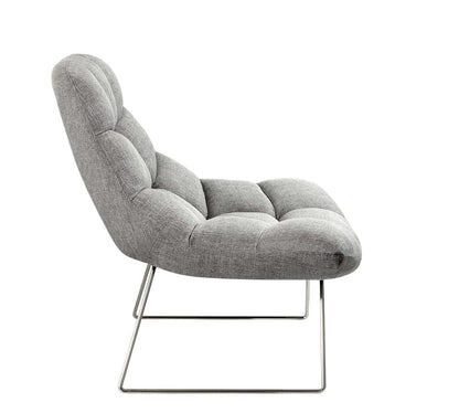 40" Gray and Silver Upholstered Tufted Butterfly Chair HomeRoots