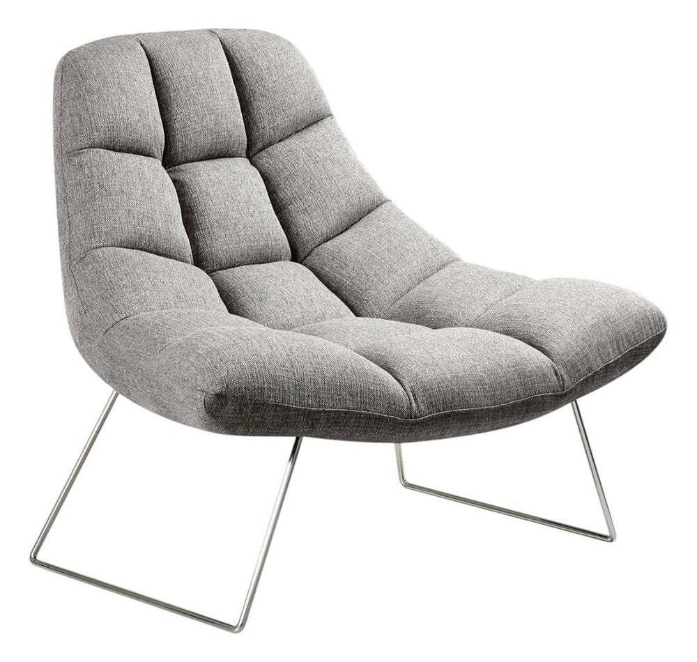 40" Gray and Silver Upholstered Tufted Butterfly Chair HomeRoots