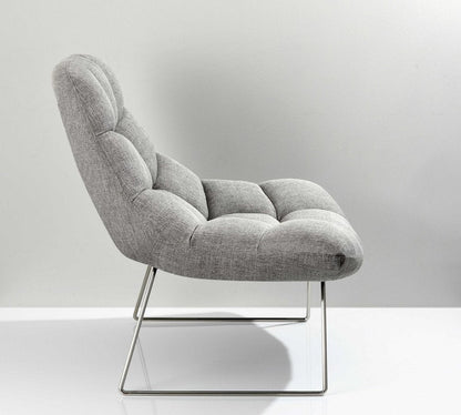 40" Gray and Silver Upholstered Tufted Butterfly Chair HomeRoots
