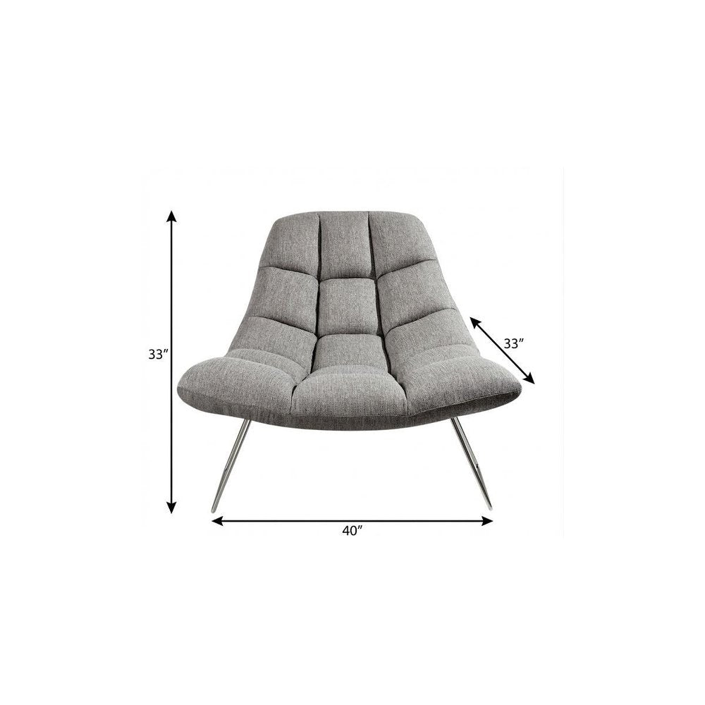 40" Gray and Silver Upholstered Tufted Butterfly Chair HomeRoots