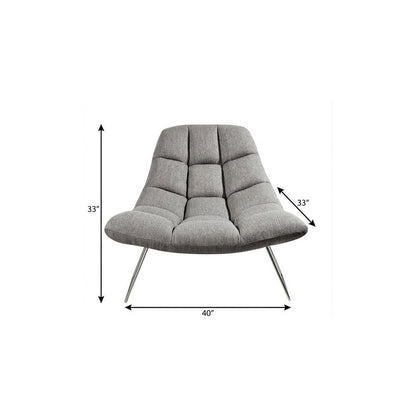 40" Gray and Silver Upholstered Tufted Butterfly Chair HomeRoots
