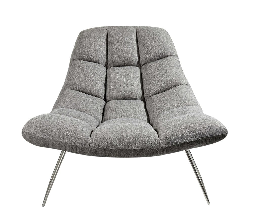 40" Gray and Silver Upholstered Tufted Butterfly Chair HomeRoots