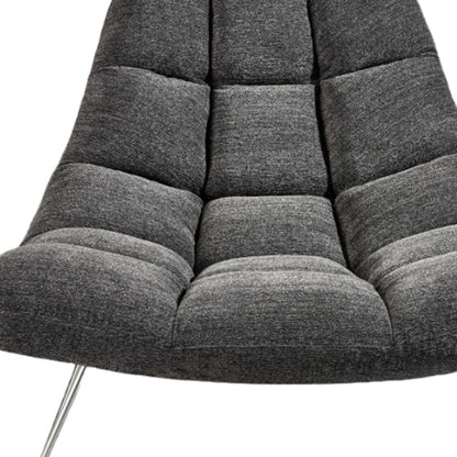 40" Gray And Silver Linen Tufted Lounge Chair