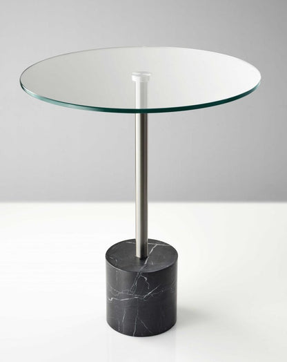 21" Silver And Clear Glass Round End Table HomeRoots