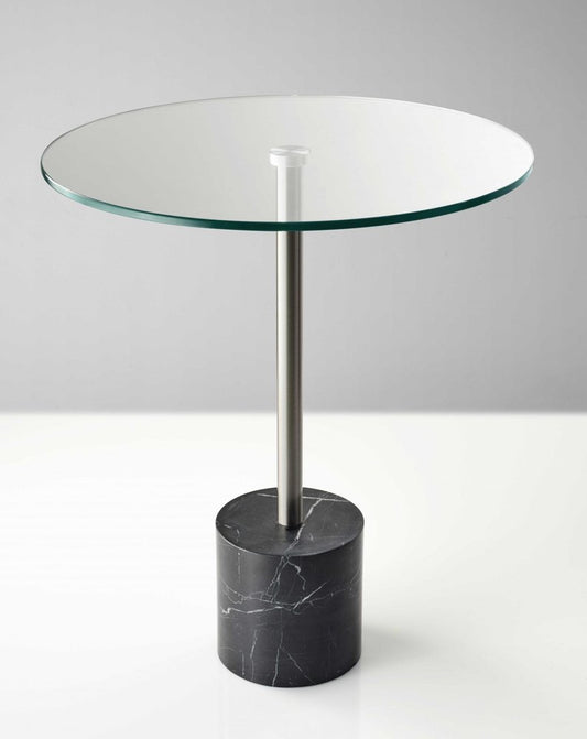 21" Silver And Clear Glass Round End Table HomeRoots