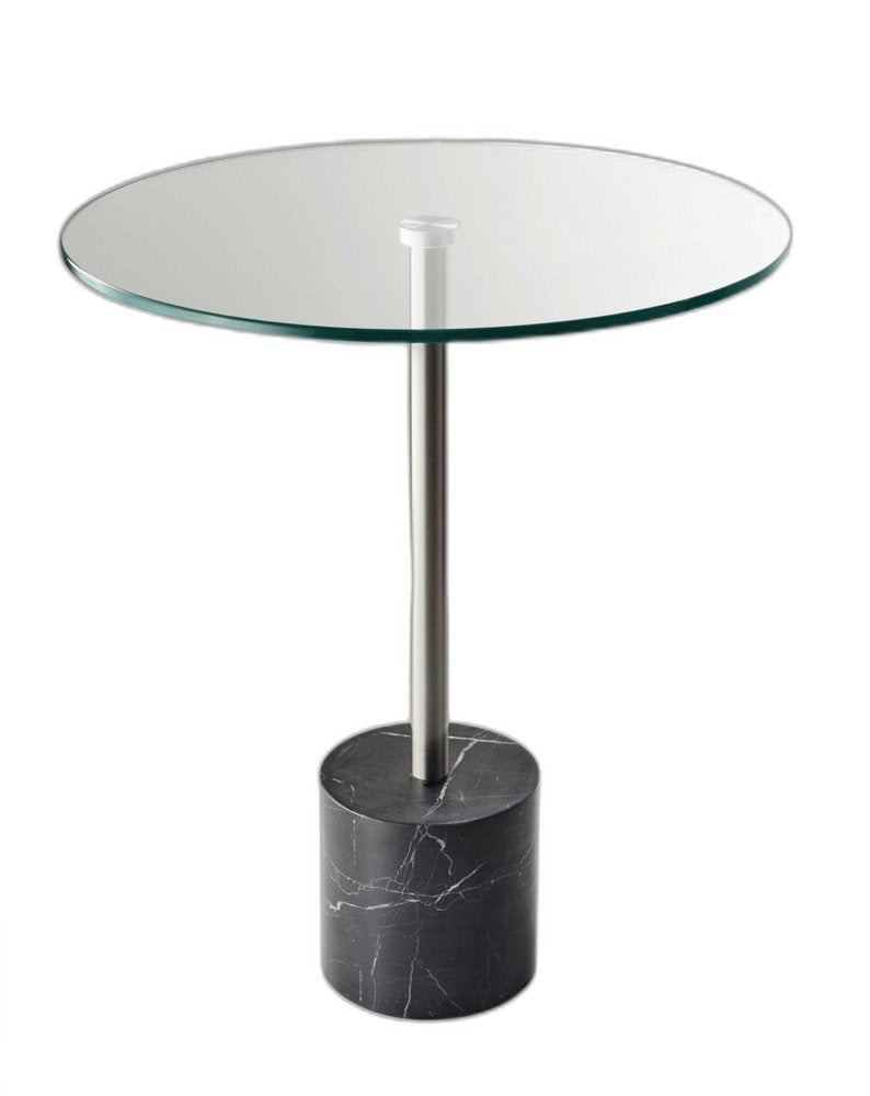 21" Silver And Clear Glass Round End Table HomeRoots