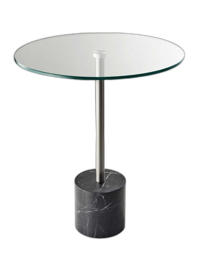 21" Silver And Clear Glass Round End Table HomeRoots