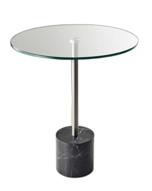 21" Silver And Clear Glass Round End Table HomeRoots